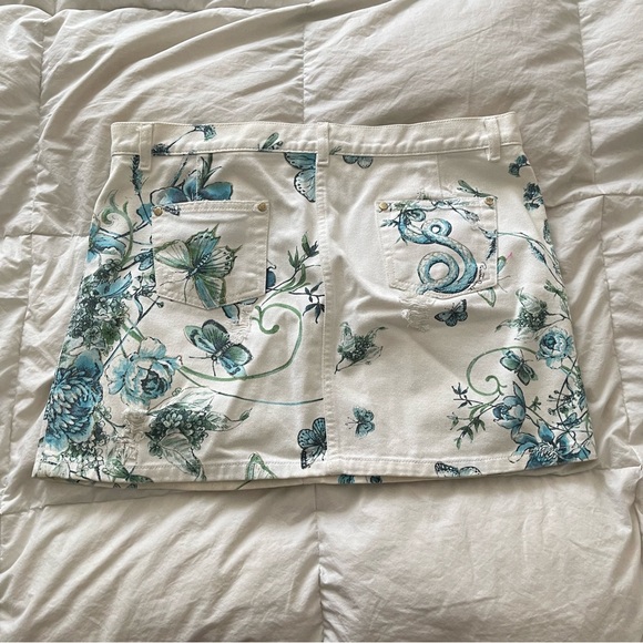 💙🦋Roberto Cavalli denim butterfly printed mini skirt Size L- Rare ! - Picture 8 of 9